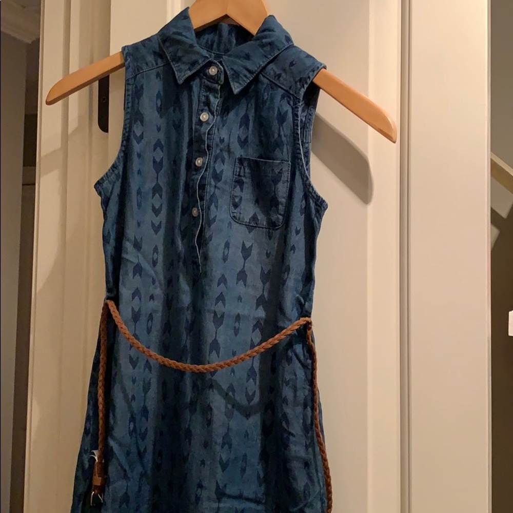 Girls Jean pull over dress with belt size small